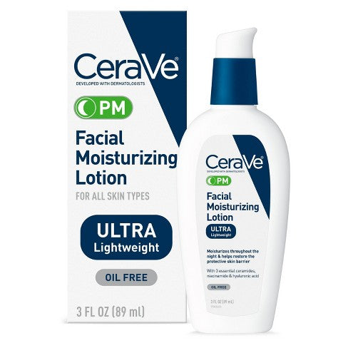 CeraVe PM Facial Moisturizing Lotion, Night Cream for All Skin Types - AAMU COSMETICS